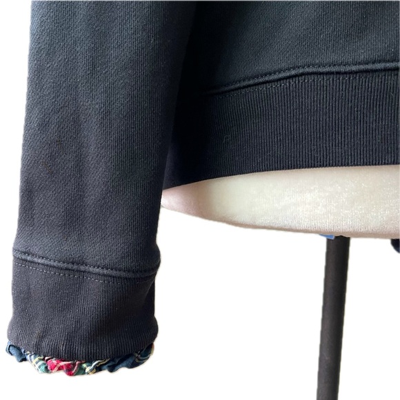 J. Crew Mercantile Plaid Trim, Black Sweater w/ Zipper, 100% Cotton; Women Sm - Picture 6 of 9